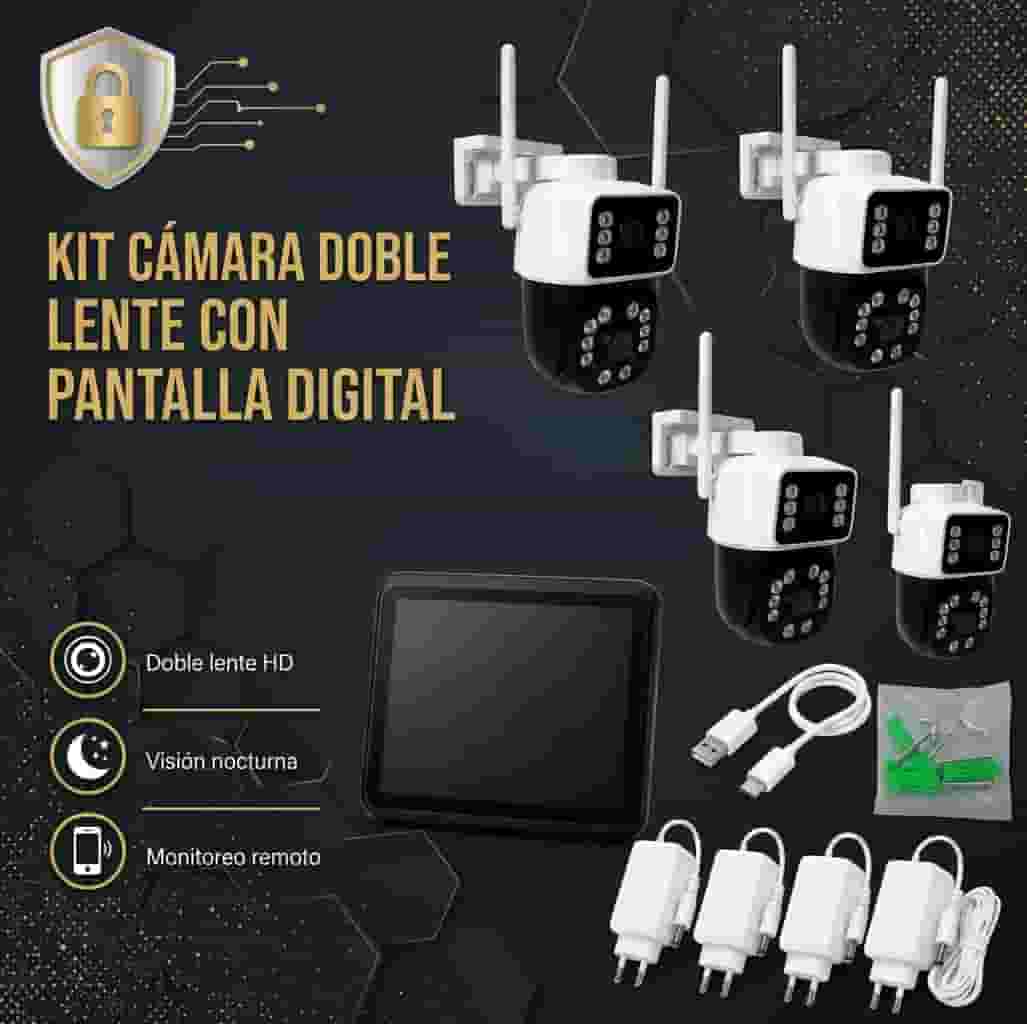 Kit 4 Camaras Doble Lente y Pantalla